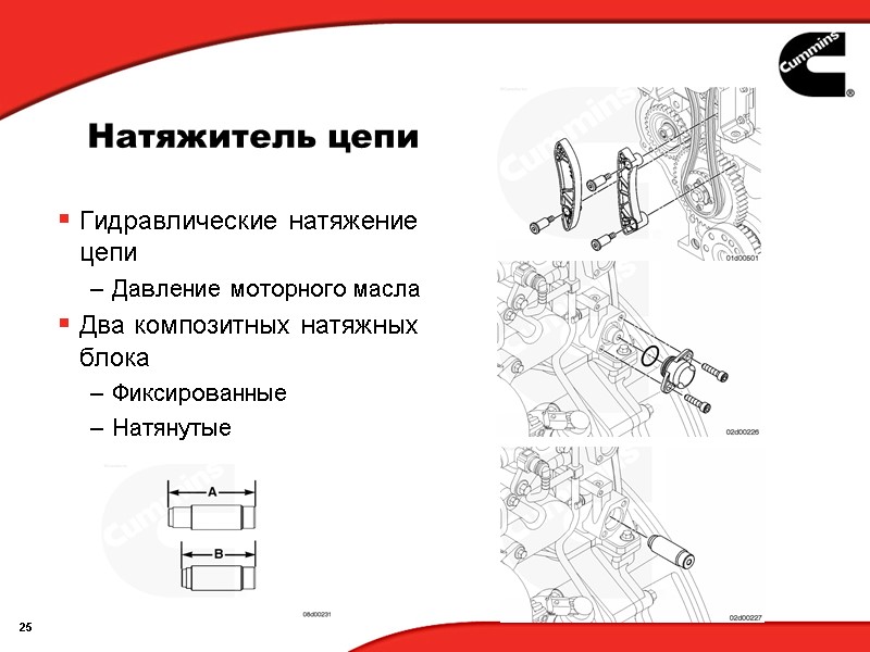 Натяжитель цепи Гидравлические натяжение цепи Давление моторного масла Два композитных натяжных блока Фиксированные 